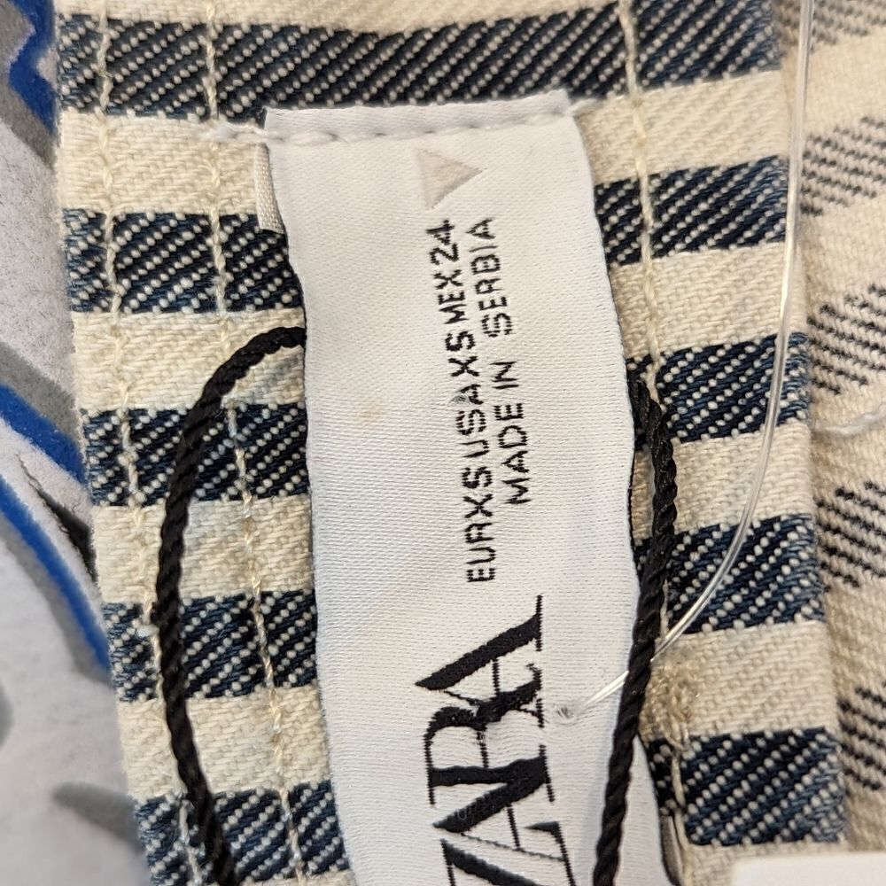 Zara Denim Blue & White Striped Crop Top NWT - Picture 3 of 5